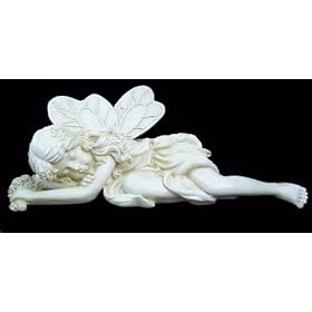 Sleeping Fairy Sculpture Garden Statue Yard Lawn Ivory