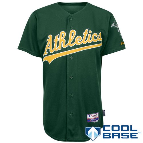 MLB Men's Oakland Athletics Six Button Cool Base Authentic Alternate Jersey (Ath Green, 44/Large)
