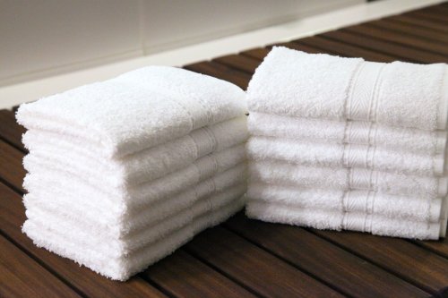 Luxury Hotel / Spa Collection - 12 piece White Terry Washcloth / Face Towel Set - 100% Genuine Turkish Grown Cotton