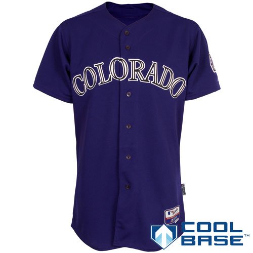 MLB Men's Colorado Rockies Six Button Cool Base Authentic Alternate Jersey (Purple, 40/Medium)