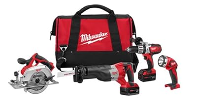 Milwaukee 2690-24 18-Volt Hammer-Drill, Sawzall Reciprocating Saw, Circular Saw, and Worklight Combo Kit