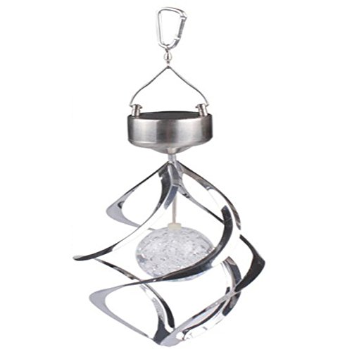 AGPtek Solar Power Wind Chime Moving Rotating LED Light Hanging Lamp