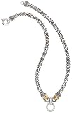 14K Yellow Gold and Sterling Silver Popcorn Diamond O Necklace