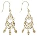 18kt Gold Over Sterling Silver Filigree Diamond Cut Earrings W/ Tear Crescent Drops