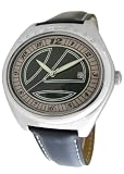 LongBoard - 6070362 - Montre Femme Acier - Quartz Analogique - Ronde - Cadran Noir - Bracelet en Cuir Noir