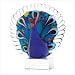 ART GLASS PEACOCK FIGURE DECORATIVE BLUE FIGURE STATUE