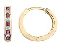 Ruby Earring Hoops with Diamonds 2/5 Carat (ctw) in 10K Yellow Gold