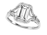 1.52 cttw 10k Gold Genuine Emerald Cut White Topaz and Diamond Ring by Zoe R - White or Yellow Gold
