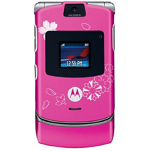 Motorola V3 RAZR Magenta Cherry Blossom Tattoo Unlocked GSM (No Warranty)