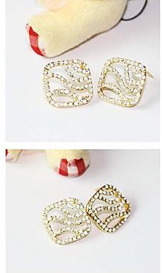 Suravitsell @(Square) Gold Alloy Stud Earrings (1 Pair)