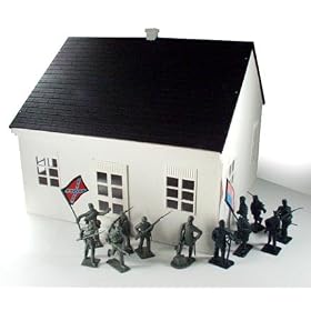 54mm Civil War Dunker Church & Union/Confederate Figure Playset (Bagged) by BMC