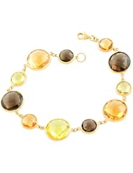 14 Karat Yellow Gold Large/Small Citrine/Smokey Quartz/Lemon Quartz Bracelet (7.5 inch)