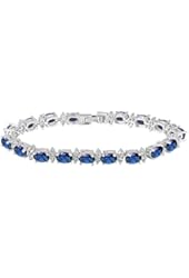 20.00 Ct Oval & Round Blue Color Cubic Zirconias CZ Tennis Bracelet 7"