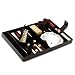 Small black leather games compendium set with Backgammon and other games. By Wolf Designs.