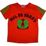 MIL DE BERRY APPLE・ロゴ半袖Tシャツ 90cm レッド[30] 天竺 X21301-12