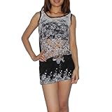 Womens Thai Exotic Fashion Cute Lace Front Tank Top / Shirt - Black & White - Size: Medium
