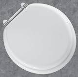 Bemis 960PCH000 Molded Wood Retro Round Toilet Seat with Chrome/White Hinges, White