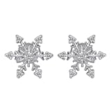 10k White Gold Diamond Snowflake Earrings (.05 cttw, I-J Color, I3 Clarity)