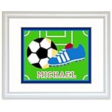 Game On Personalized Soccer Framed Print (white)