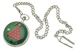 Fashion pocket watch with snooker ball design on silver colour metal with chain