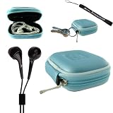 Earphone Case - Clamshell Style with Zipper Enclosure, Inner Pocket, and Durable Exterior! + Includes a 4-inch eBigValue Determination Hand Strap as a gift!! + Includes a Set of Hi-Fi Noise-Reducing Ear Buds Headphones for your MP3 Players 3.5mm stereo Jack