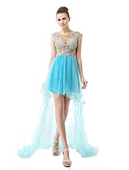 Cocktail Satin/Tulle Sequined  Applique Backless Jeweled Party Dress  With Ruffles