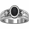 14K White Gold Onyx and Diamond Ring