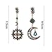 JQUEEN Women's Star Moon Sun Shining Forever Opal Stone Long Dangle Pierced Stud Earrings