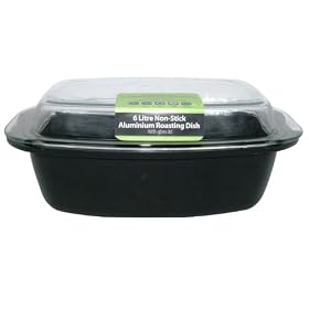 Large High Grade Aluminium Non-Stick Roasting Dish With Glass Lid- 2 Piece