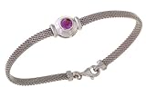 Sterling Silver Mesh Amethyst CZ Bracelet