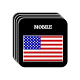 US Flag - Mobile, Alabama (AL) Set of 4 Mini-Mousepad Coasters