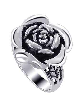 19 MM Rose Flower Ring 925 Sterling Silver 3 MM Band