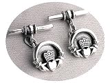 Sterling Silver Celtic Claddagh Bar and Chain Cufflinks
