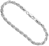 Sterling Silver 3/16 (4.5 mm) Italian Diamond Cut Rope Chain, Nickel Free, 7, 8, 9, 16, 18, 20, 22, 24, 30,