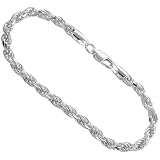 Sterling Silver 3/16" (4.5 mm) Italian Diamond Cut Rope Chain, Nickel Free, 7", 8", 9", 16", 18", 20", 22", 24", 30",