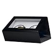 Double Watch Winder AC Operation Black Glossy Engravable Plate