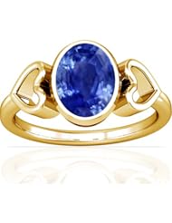 18K Yellow Gold Oval Cut Blue Sapphire Womens Astrological Ring