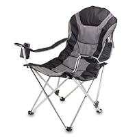 Picnic Time Portable Reclining Camp Chair, Black/Gray by Picnic Time