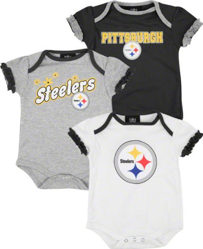 Pittsburgh Steelers Newborn 3 Piece Ruffled Sleeve Creeper Set