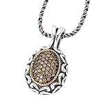 925 Silver & Chocolate Diamond Oval Pendant with 18k Gold Accents (0.47ctw)