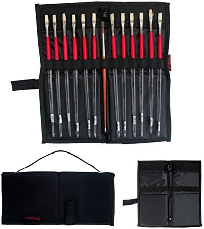 Cergio Paintbrush Storage Case Organizer Foldable Art Brush Holder, 13 Slot Artist Paint Brushes Case (Black)