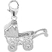 14K White Gold Diamond Baby Carriage Charm