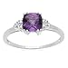 10k White Gold, February Birthstone, Amethyst and Diamond Ring, Size 5