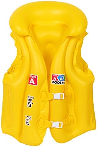Theworld Swimming Equipment Child Inflatable Swim Vest Aerated Life Jacket for Beginners Kids A B C Size (Yellow, C)