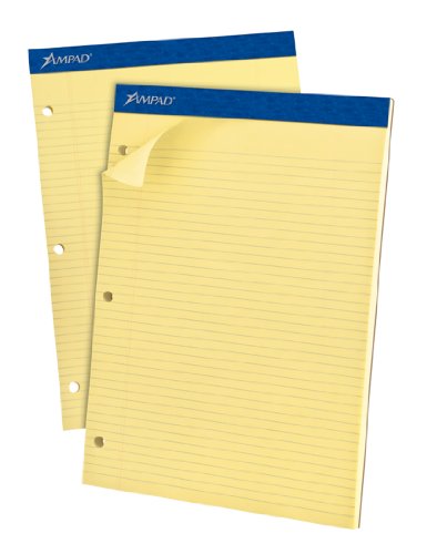Ampad Double Sheet Pad, Canary, Letter, Narrow Rule, 100-Sheets, 1-Each