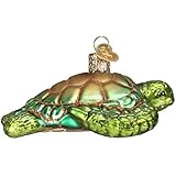 Old World Christmas Green Sea Turtle Glass Blown Ornament