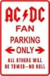 AC DC FAN PARKING sign st music ACDC AC-DC