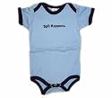 Spit Happens - Ringer Tee Silly Baby Onesie, Blue, 6 - 12 Months