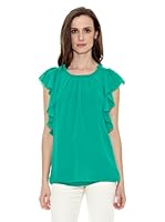 Cortefiel Blusa Top Manga Volantes (Verde Oscuro)