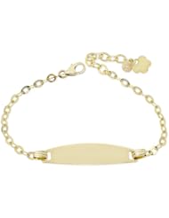 14k Yellow Gold, Rolo Link Chain ID Kids Children Bracelet 8mm Wide
